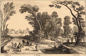 市場に行く（ブルーゲル）。状態2 作： Wenceslaus Hollar